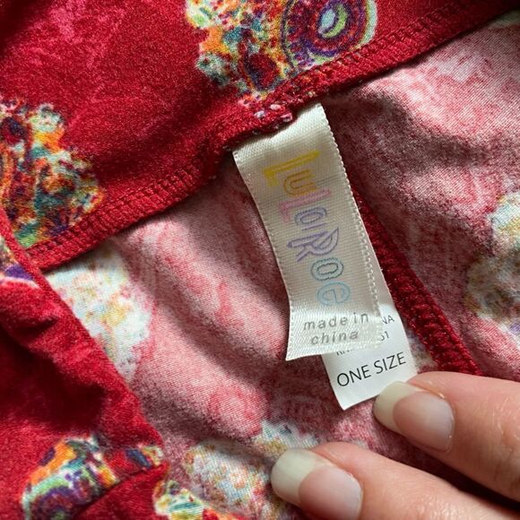 LULAROE Camera Leggings One Size Red Multicolor Photography Photographer Womens - Picture 6 of 6